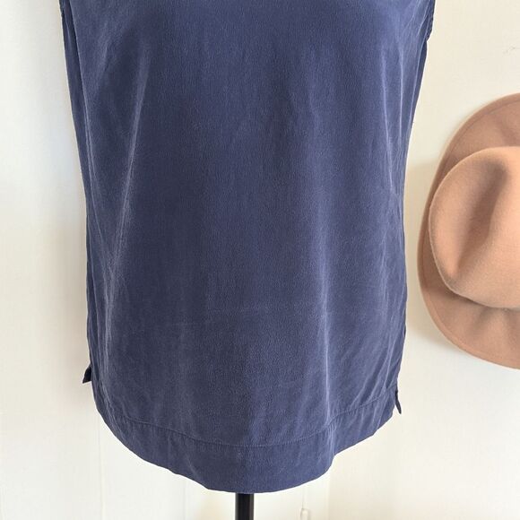 Grana S Blue 100% Silk Top Quiet Luxury Minimalist Rebel Punk Whimisgoth - Picture 4 of 9